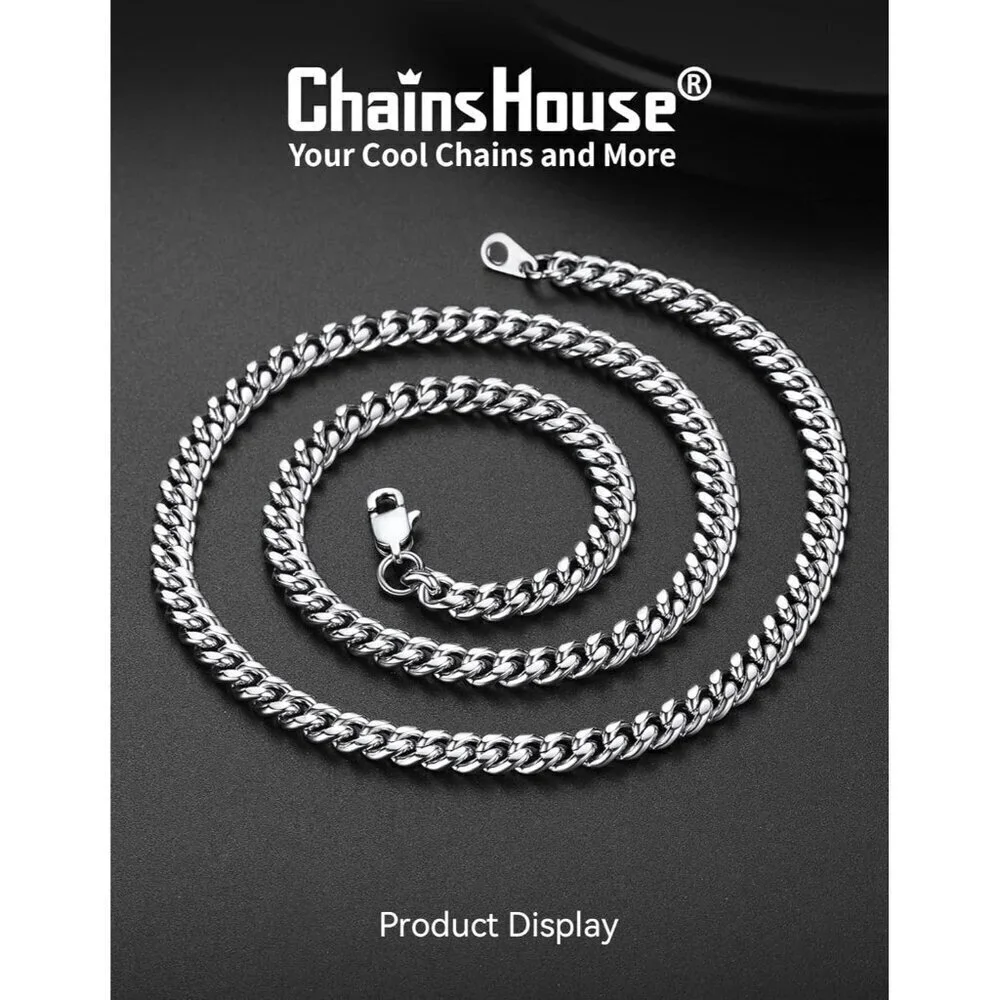 Miami Cuban Link Chain Necklace for Men Stainless Steel or Gold Plated Hip Hop